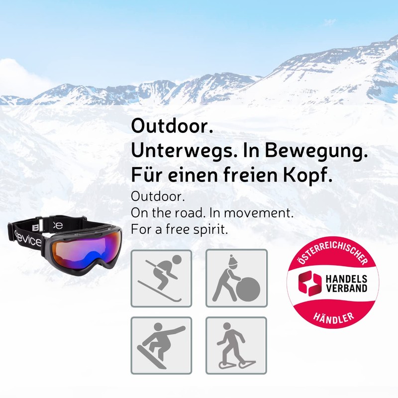 Black Crevice Erwachsenen Skibrille mit Doppel-Spiegelscheibe, schwarz/Silver, BCR043470-2…