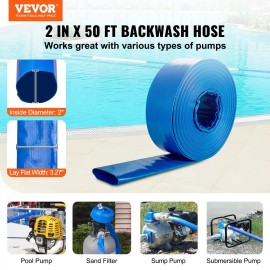 2-Inch by 50 Ft Durable PVC Pool Drain Hose with Aluminum Camlock CE Connectors Clamps Fit for Pumps-Pool Tools & AccessoriesConnector: Aluminum Connector