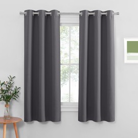 PONY DANCE Blackout Thermal Curtains - Grey, 37x63 Inch, 2 Panels, Energy Insulated, Eyelet Design, Privacy Protection Drapes for Living Room, Kids' Room, Bedroom
