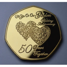 The Commemorative Coin Company On Our 50th GOLDEN WEDDING ANNIVERSARY Commemorative. Gift/Present Husband/Wife. 50 Years Together. Love/Celebration/Marriage