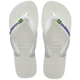 Havaianas Men's Brazil Logo Flip Flop Sandal, White, 9-10