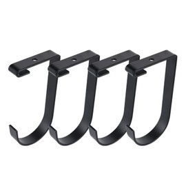 WENRENCE 4-Pack Add-On Storage Flat Hook Accessory for Garage Ceiling Storage Rack and Wall Shelving, Black