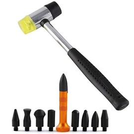 Paintless Dent Repair Kit, TOTMOX Dent Rubber Hammer Metal Tap Down Pen and 8 Black Heads Tips, Dent Removal Tools for Metal Surface Hail Damage Automobile Refrigerator Motorcycle Body Washing Machine