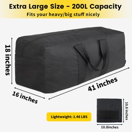 Vorspack Extra Large Duffle Bag for Travel - 200L Duffel Bag for Men Gear Bag for Storage Foldable Weekender Bag for Overnight Camping - Black