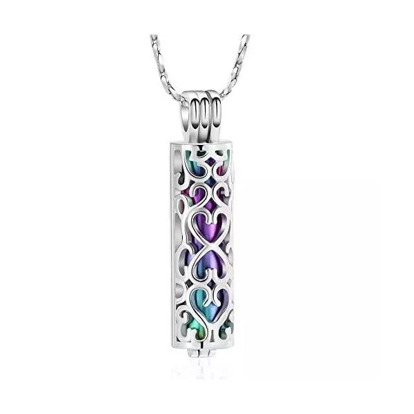 Imrsanl Cremation Urn Pendant Necklace with Hollow Cylinder Vial Keepsake