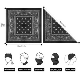 Annyswit Pack of 8/14 Bandana Women Men 55 x 55 cm Paisley Red Bandanas 8 Colours Cowboy Style Bandanas Scarf Nikki Headscarf Neckerchief Set Head Scarf Headwear Pattern Hair Scarf Neck for Head