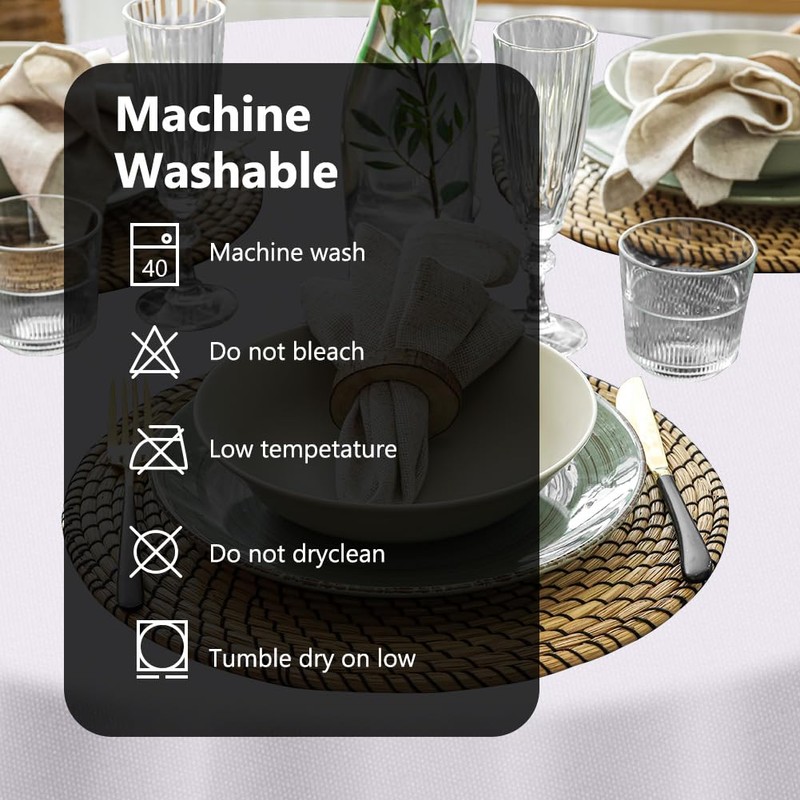 AUAUY Round Table Cloth Wipe Clean Tablecloth 120cm Diameter, Polyester