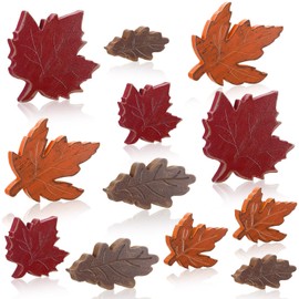 Bencailor 12 Pcs Fall Maple Leaves Decor Thanksgiving Tiered Tray Decor Retro Maple Leaf Wooden Sign Fall Centerpiece for Table Thanksgiving Tabletop Sign for Home Desk Office Party Decoration