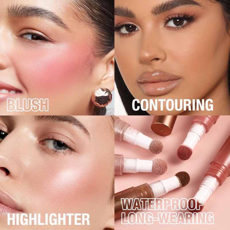 Blush Stick,Liquid Blush Stick,Silky Smooth Creamy Formula,Lightweight Blendable Blush Rouge