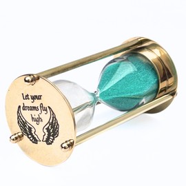 Vintage Solid Brass Sand Timer Fully Functional Hour Glass with Green Sand Maritime Item 1 Minute Duration Decorative Nautical Vintage Style Brass Hourglass