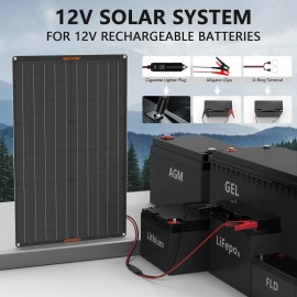 MHPOWOS Portable Solar Battery Charger & Maintainer 12V Solar Panel Charger RV - 30W