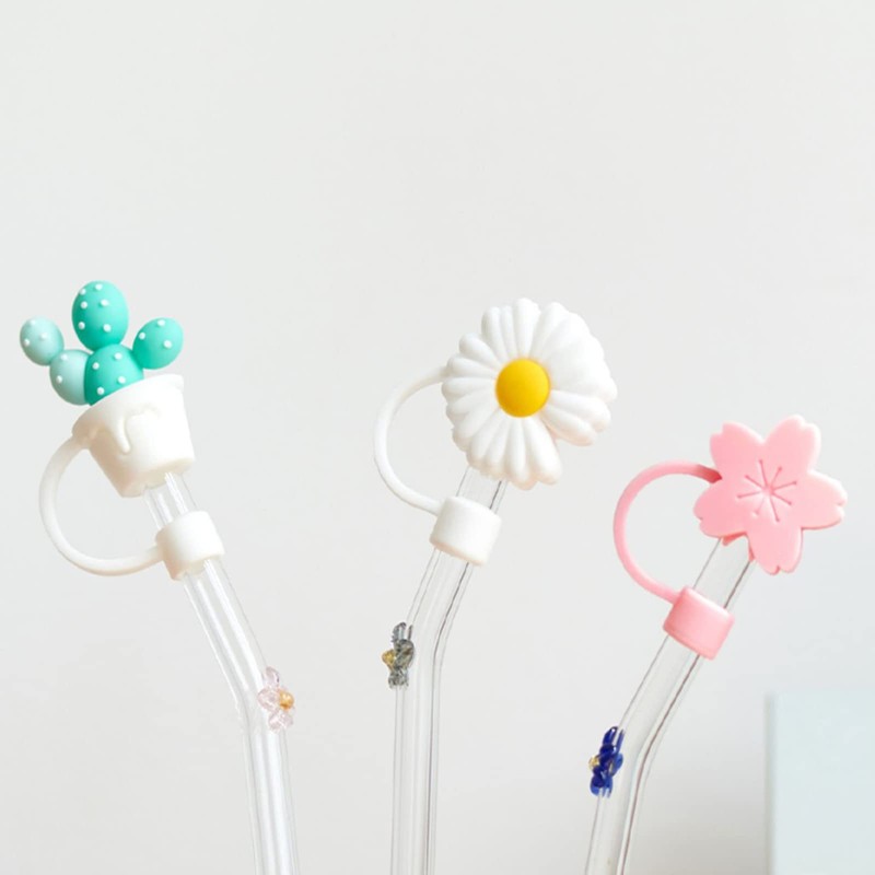 TEONEI Cactus Shape Straw Covers Caps,Straw Tip Covers,Reusable Drinking Straws