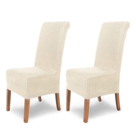 Scheffler Home Stretch Chair Covers Sofia Chair Covers Stretch White/Ecru Set of 2 Elastic Chair Covers Swing Chairs Flannel Stretch Chair Covers High-Back Chair with Elastic Band