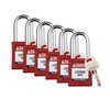 Brady Safety Lockout Padlock Sets - 6 Pack - Red