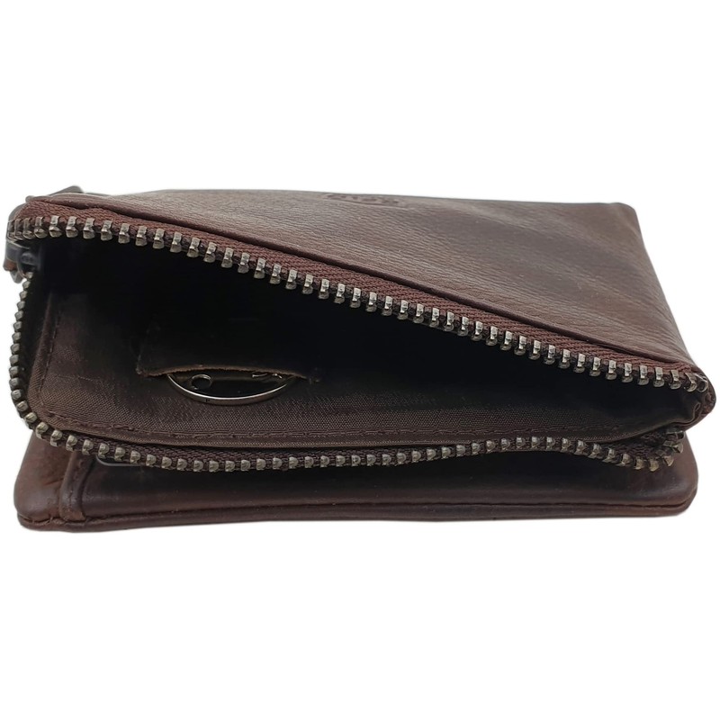 myledershop Cowhide Leather Wallet with RFID & NFC Protection, brown,