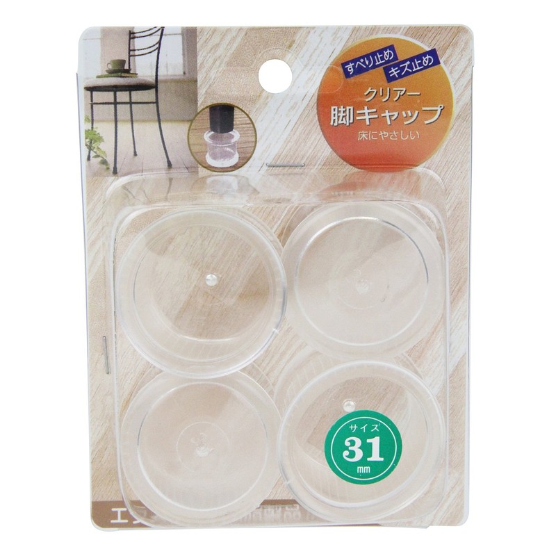 tutsi Rhino Clear Legs Cap Round 31 mm, 1 Pack, 4 Pieces, 50-Pack
