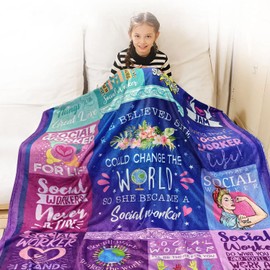 Social Worker Gifts for Women Blanket Birthday for Social Workers Appreciation Graduation Gifts for BSW, MSW, DSW Soft Throw Fleece Blanket 60”x50” in Home Bed Sofa Chairs Dorm