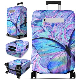 Slohif Luggage Cover for Suitcase Tsa Approved Protector - Butterfly Luggage Sleeve Large Suit Case Cover Travel Stretch Baggage Case Protective Washable Fit 29-30 Inch