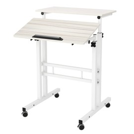 soges 23.6inches Height Adjustable Desk Laptop Desk on The Wheels, Rolling Stand Up Desk Computer Desk Adjustable Standing Desk Sit and Stand Desk Portable Laptop Table, Beige