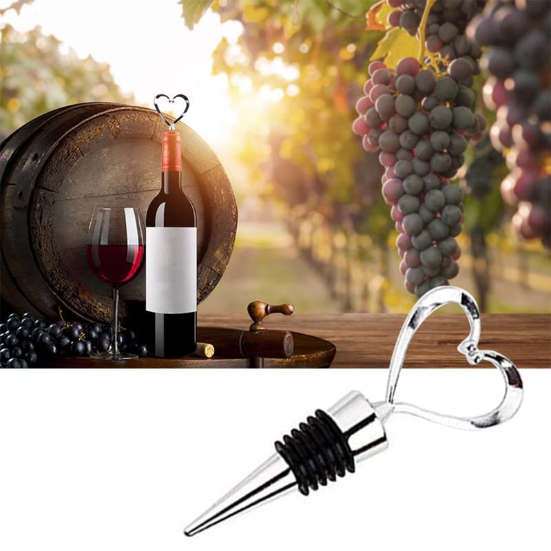 2 Pack Heart Wine Bottle Stopper, BetterJonny Stainless Steel Wine