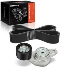 A-Premium Engine Serpentine Belt Drive Kit Compatible with Volvo VNL 2007-2017 12.8L, VNM 2007-2017 12.8L & Mack CXU 2008-2014/2016-2017 12.8L