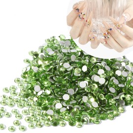 Rhinestones for Crafts Flatback Rhinestones for Nails Nail Gems and Nail Rhinestones Crystal Glass Light Green Rhinestones for Face Makeup Hair Clothes Shoes DIY Bulk Rhinestones 1440pcs-SS10/2.8mm