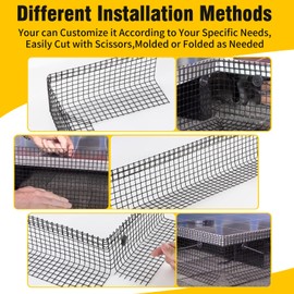 6in X 100ft Solar Panel Bird Guard,Solar Panel roof Protection net 1/2inch Mesh PVC Black Vinyl Coated Galvanized net 70 Fastener ClipsUsed for Bird,Animal Control