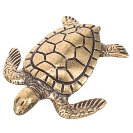 TEHAUX Brass Turtle Figurine Longevity Tortoise Sculpture Retro Copper Turtle Ornament Chinese Feng Shui Animal Statues Bronze Collectibles Figures for Home Office