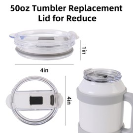 Replacement Lids for Reduce 50oz Tumbler, Replacement 50oz Tumbler Lid, Spill Proof Splash Resistant Tumbler Covers - BPA Free, Dishwasher Safe, Impact Resistant - Clear