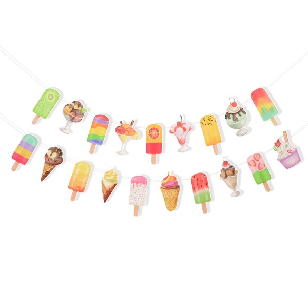 Ice Cream Banner Garland - Ice Cream Party Decorations, Summer