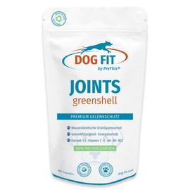 DOG FIT by PreThis® Joints greenshell I Premium Grünlippmuschel Extrakt für Hunde I Gelenkfunktion, Gelenkschmiere & Knorpelstärkung I Plus Vitamine B & E I Hochdosiert ohne Zusätze