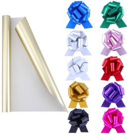 DYSHIPEN 21 Piece Wrapping Paper Rolls with Pull Bows,6 Inches And 5 Inches Diameter Gift Bows, Large Bows for Presents,Gift Basket, Decoration,Wedding, Reception,