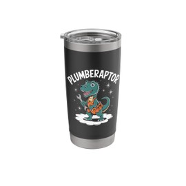 Plumbing Dinosaur T-Rex Pipe Wrench Dino Funny Plumber Stainless Steel Insulated Tumbler