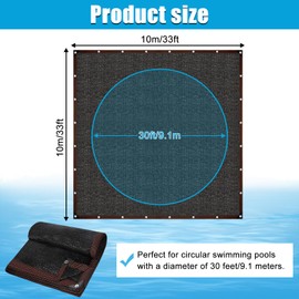 33ft Leaf Net Pool Covers for Above Ground Pool - 33 Feet Winter Cover Mesh Cover，33ft Mesh Swimming Pool Cover ，Pool Safety Net Fits 30FT Above Ground Pools, Cover Size: 34.5 X 34.5 Ft（Square）