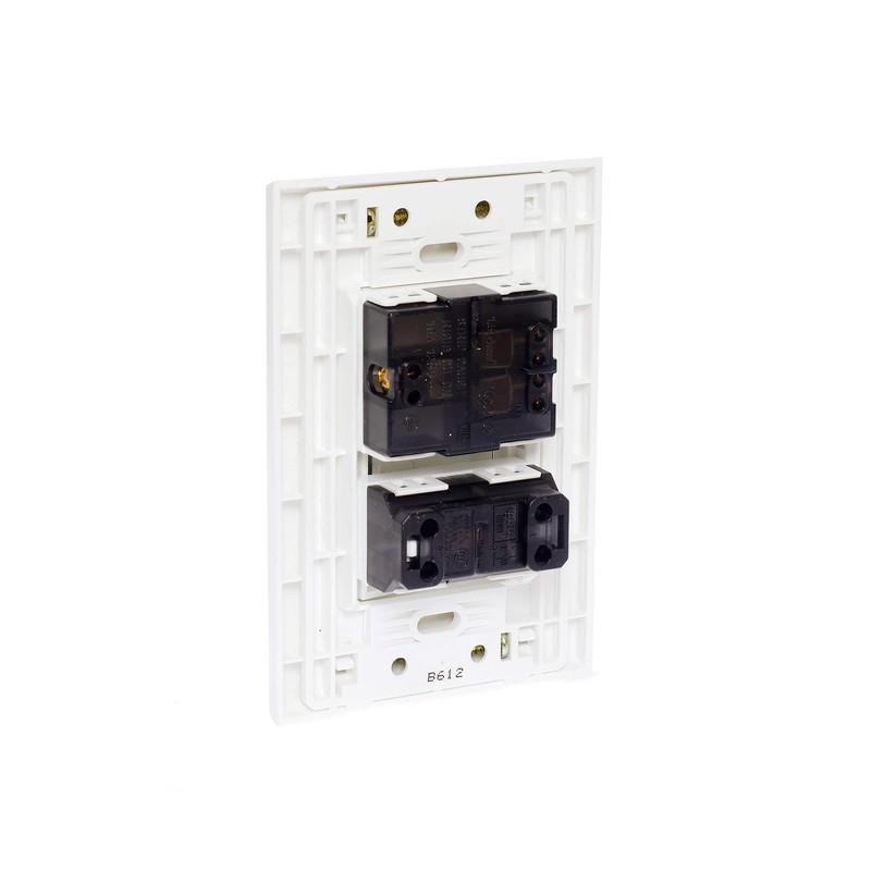 iGOTO PB612-B Placa con apagador y contacto aterrizado, Color blanco