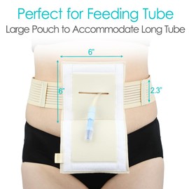 [2 Pack] Feeding Tube Belt, PEG Tube Holder G-Tube Protective Belt Breathable Beige with Slit for G Tube J Tube PEG Tube Supplies, No More Taping The Tube