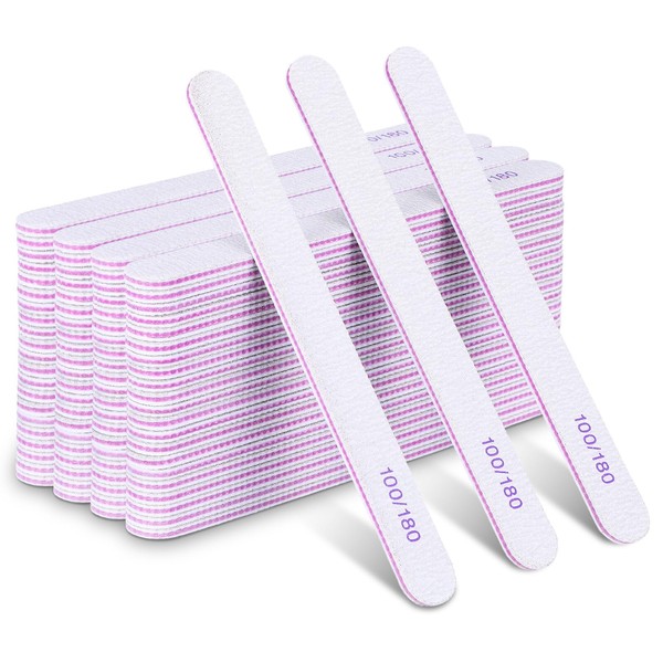 200 Pcs Nail Files, 100/180 Grit Double Sided Emery Boards,