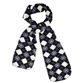 Black White Gray Argyle Print Polar Fleece Scarf Glove & Hat Set