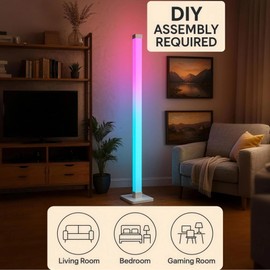 Flupuro ICRGB Corner Floor Lamp, DIY Floor Lamp with Music Sync and 16 Million Colors, Color Changing Standing Floor LED Lights for Bedroom Living Room Decor, Ambient Mood Lighting Gaming Accessories