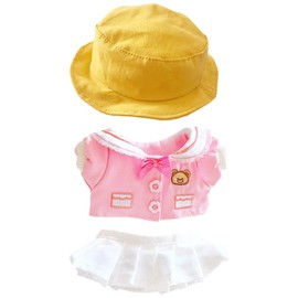 niannyyhouse 20cm Plush Doll Clothes College Uniform Hat Jacket Skirt 8in Kpop Doll Clothing (Pink)