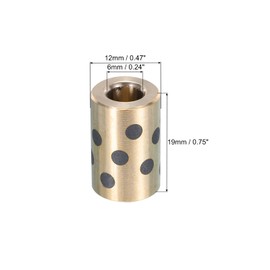 QUARKZMAN Plain Bearing 6mm/0.24" Bore, 12mm/0.47" OD, 19mm/0.75" Height, Wound Oil Free Bushings Brass and Graphite, Pack of 2