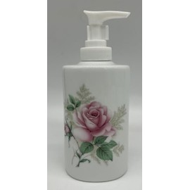 Soap Dispenser - White Porcelain Decorated (Roses)