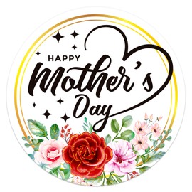 BIZIBAFF 60PCS Mother's Day Stickers - Floral Happy Mother's Day Labels Stickers 1.5" Mothers Day Gift Tags Waterproof Self-Adhesive Mothers Day Present Sticker Labels Party Favors Decorations