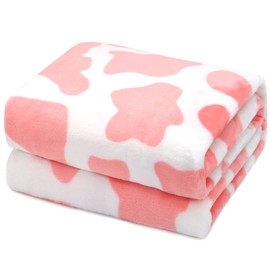 Cow Print Blanket Warm Plush Cute Pink Cow Throw Blanket Soft Fleece Flannel Lightweight Throw Blankets Sofa Couch Bed Travel Cow Bedding Room Decor for Kids Teens Adults 40x50 inch