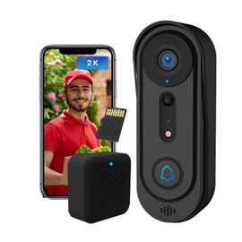 2K Wireless Video Doorbell Camera with Chime, Smart Home Surveillance Indoor/Outdoor, No Monthly Fee, AI Human Detection, Two Way Audio, Live View, Night Vision, 2.4G WiFi, with 32G SD Card Storage