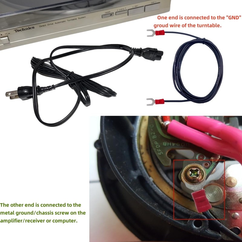 KOOKFJLLZ Turntable Ground Wire - Eliminates Hum & Buzz for