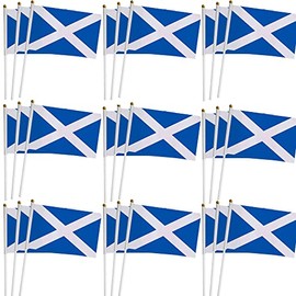 50 Pieces Small Scotland Stick Flag Hand Held Bunting Flag St Andrews Day Scottish Supporter Sports Waving Flag Football Fans Festival Celebration Party Parades 14x21cm Saint Andrew's Cross