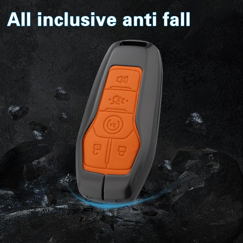 Qunzes Key Fob Cover with Heavy-duty Keychain for Ford F150