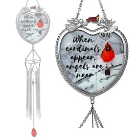 Mother Memorial Wind Chimes - When Cardinals Appear Angels are Near - Windchimes for The Loss of a Mother - 18" H