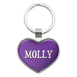 Graphics and More Metal Keychain Key Chain Ring Purple I Love Heart Name L-M - Molly